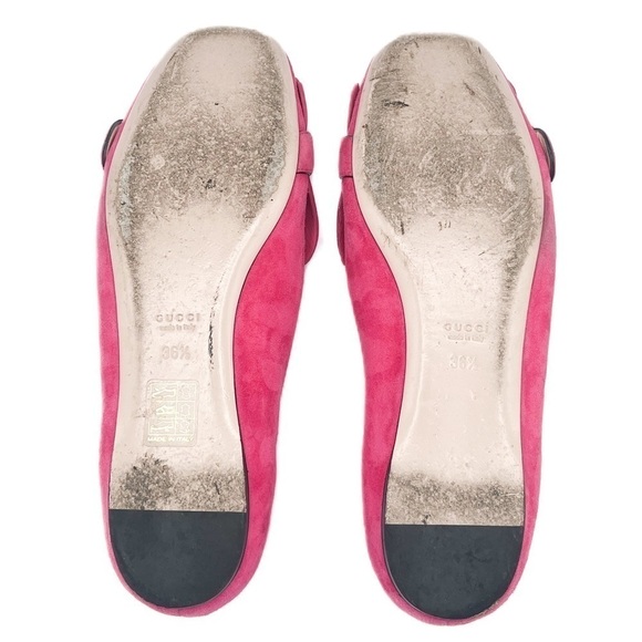 Gucci Kid Scamosciato GG Marmont Fringe Flats Hot Pink 36.5 - Picture 5 of 10